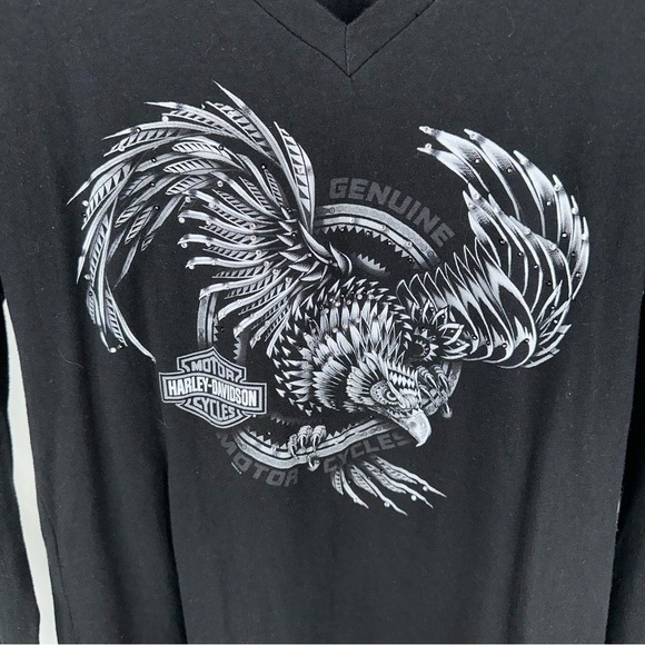 Harley Davidson Women’s Black Long Sleeve Shirt Worth Kansas City Size M - Picture 2 of 7